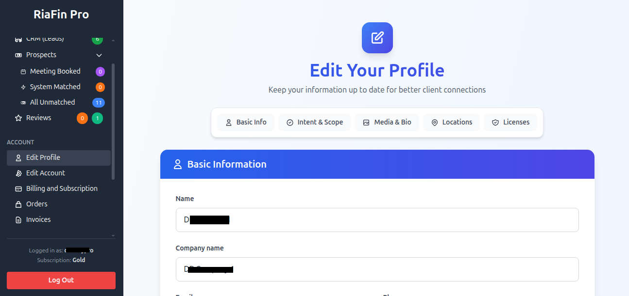 Pro Dashboard Overview