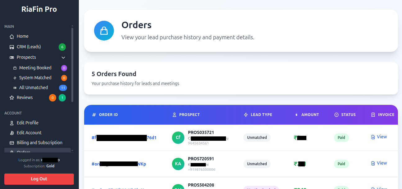 Pro Dashboard Overview