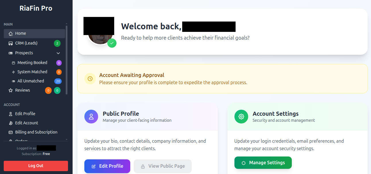 Pro Dashboard Overview